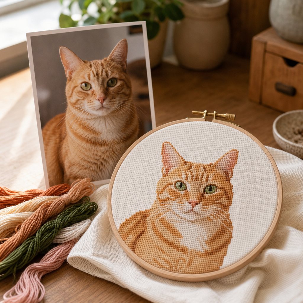 Cross stitch pattern charted from a photo