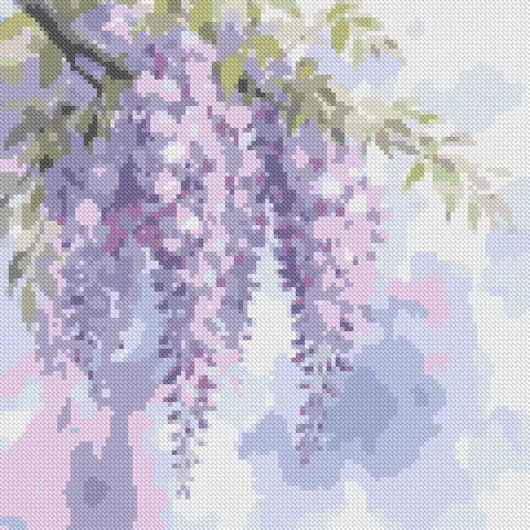 Akwarelowa wisteria, Podgląd haftu